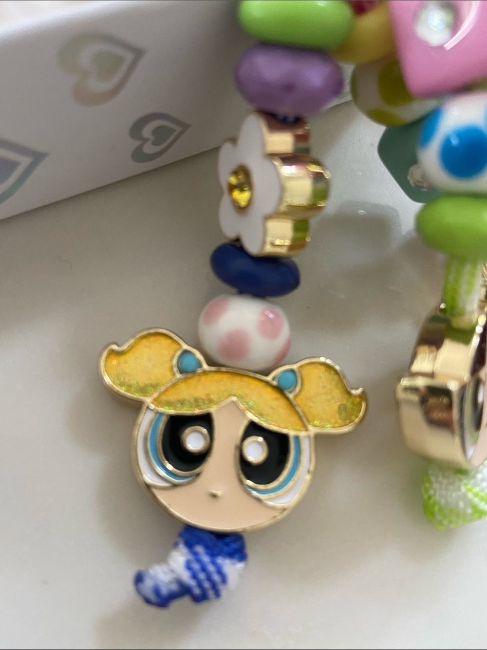 BaubleBar Pink & Multicolor Powerpuff Girls Beaded Keychain Charm - Picture 11 of 14